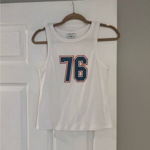 White Tank Top with Blue '76' Design